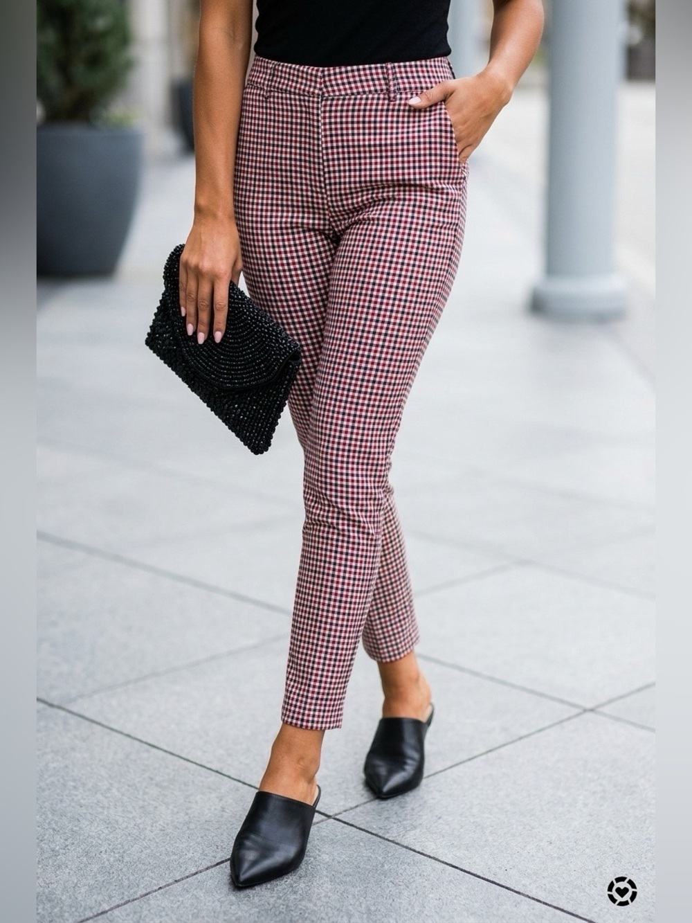 Hollister Gingham Ankle Pants Womens Medium Academia Office Career Workwear Chic